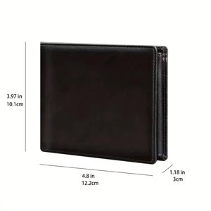 Portefeuille trifold en cuir véritable avec logo personnalisé, porte-cartes multiples, blocage RFID, portefeuille fin, fournisseur B2B NTW-0043 - Product Image 3