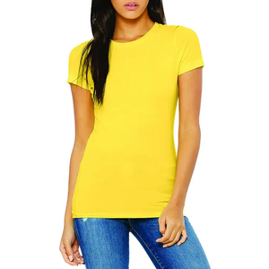 Camiseta de Manga Corta de Algodón con Logotipo Personalizado para Mujer, Cuello Redondo, Informal, de Alta Calidad, para Verano, Transpirable, de Secado Rápido, Color Sólido - Product Image 1