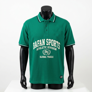 Camiseta polo premium de algodón 200 GSM para hombre, verde, transpirable, suave, con logo impreso, camisetas polo para hombre - Product Image 1