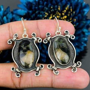 Boucles d'oreilles pendantes en argent sterling 925 avec pierres précieuses en forme de chrysanthème, bijoux élégants et tendance faits à la main - Product Image 1