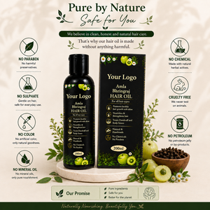 Aceite Capilar Amla Bhringraj |   Aceite Ayurvédico Herbal para el Crecimiento del Cabello y Nutrición del Cuero Cabelludo |   Producto para el Cuidado del Cabello al por Mayor de Marca Privada OEM - Product Image 1