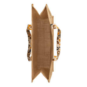 Geometric Pattern Jute Eco-Friendly <b>Shopping</b> <b>Bag</b> Medium Size with Black Pockets <b>Zipper</b> Closure PP Webbing Handle for Groceries - Product Image 4