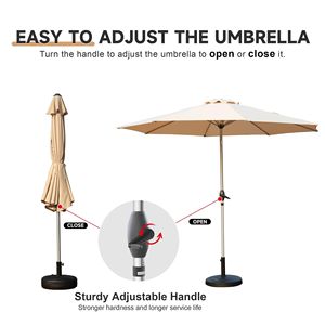 Ombrellone da Patio da 2,7 m con Manovella Inclinabile a Pulsante, Protezione UV, Impermeabile, Ombrellone da Giardino per Esterni 8 - Product Image 6