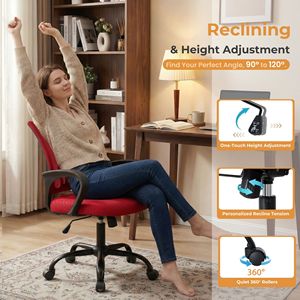 Sedia da Ufficio Ergonomica con Supporto Lombare, Schienale in Rete Traspirante, Altezza Regolabile, Girevole - Product Image 5
