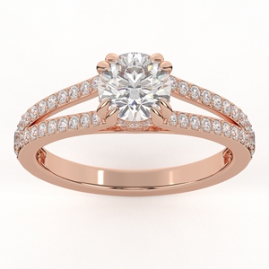 Anillo de Plata de Ley 925 con Doble Hilera de Diamantes Redondos Moissanite, Regalo de Cumpleaños para Mujer - Product Image 2