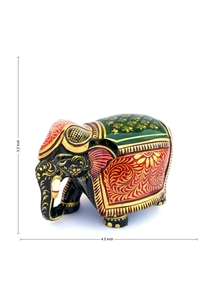 Décoration d'éléphant en bois artisanale, pièce d'art traditionnelle, ornement de table, décoration intérieure pour salon, 100% fait main - Product Image 5