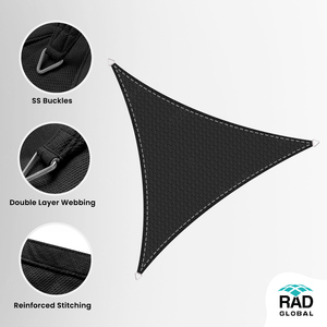 Voile d'ombrage triangulaire noir perle en HDPE, respirante, protection UV, pour jardin, patio, balcon, extérieur - Product Image 1