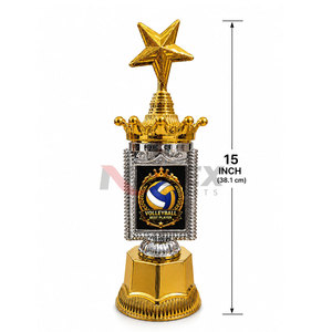 Gold Star Plastic Volleyball <b>Trophy</b> Cup Plated Best Player Award for Sports Games Nylex Crown <b>Shield</b> Durable Modern - Product Image 3