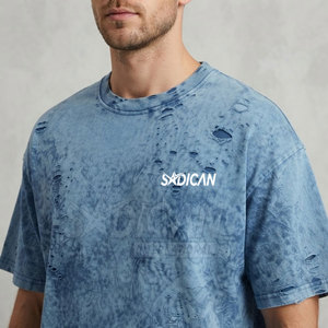 เสื้อยืดผู้ชายทรงบ็อกซี่โอเวอร์ไซส์ ผ้าฝ้ายฟลีซคุณภาพสูง 100% สไตล์วินเทจ ลุคดิสเทรส ไหล่ตก ทรงหลวม แห้งเร็ว เหมาะสำหรับสตรีทแฟชั่น - Product Image 6