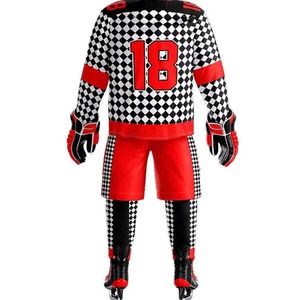 Uniformes de Hockey sobre Hielo Impresos Transpirables de Alta Calidad, Ropa de Equipo Unisex, 100% Poliéster, Secado Rápido, Conjunto Corto, Nombre del Equipo Personalizado - Product Image 3