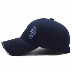 Gorra de Béisbol Unisex Azul Marino de 6 Paneles con Logotipo Bordado, Gorra Casual de Algodón Lavado con Efecto Desgastado, Ajuste Ajustable - Product Image 3