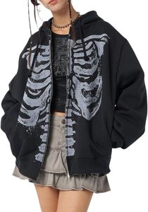 Sudadera con Capucha de Disfraz de Esqueleto para Mujer ROMEO INDUSTRY, 100% Poliéster, Transpirable, Informal, de Forro Polar para Invierno y Otoño - Product Image 5