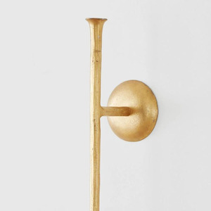 Metal Gold <b>Wall</b> Mounted Candlestick <b>Holder</b> Featuring A Sleek Long Stem And Round Backplate For Modern Accent Decoration - Product Image 4