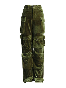 Pantalon cargo vintage délavé, style streetwear ample, pantalon cargo en coton, pantalon cargo utilitaire multi-poches en twill - Product Image 1
