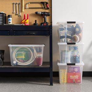 Contenitori di Plastica da 60 Quarti - Set da 4 Contenitori Impilabili con Coperchi per Organizzazione e Conservazione Durevole - Perfetti per Casa e Garage - Product Image 3