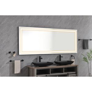 Specchio da Bagno a LED da Parete 72 x 30 Pollici con Illuminazione Frontale e Posteriore, Antiappannamento, Memoria, 3 Colori, Dimmerazione Continua - Product Image 6