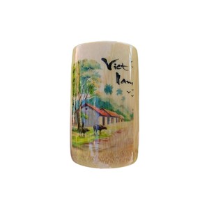 Mug en bambou peint à la main, style artisanal traditionnel, avec motif buffle rural, et organisateur de bureau rustique fait main. - Product Image 2