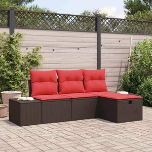 Conjunto de Sofá de Jardín de 4 Piezas de Ratán Sintético con Cojín de Almacenamiento - Product Image 1