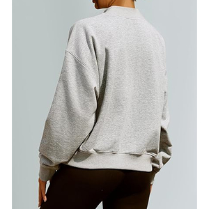 Custom Women Oversized Mock Neck Sweatshirt with Contrast Rib Collar Cuffs and Hem heavyweight fleece mockneck women sweatshirts - Product Image 4