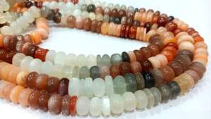 Perles rondes en pierre de lune naturelle, lisses, de 5 à 8 mm, vendues par brin de 8 pouces de long. - Product Image 2