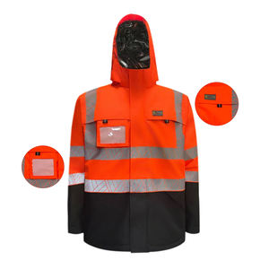 Veste de travail de sécurité réfléchissante fluorescente en polyester thermique de classe 2 à haute visibilité en vrac pour les travailleurs du bâtiment - Product Image 3
