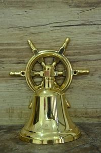 Antique Home Decor Brass Vintage Hanging <b>Door</b> Bell with Ship Wheel Nautical Wall Decor Handcrafted Maritime Entrance Bell - Product Image 5