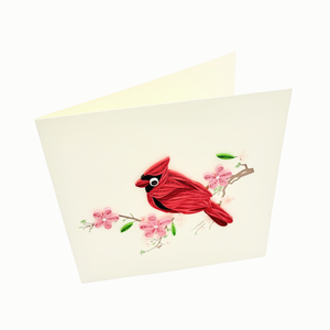 <b>Red</b> Cardinal Quilling Card Art <b>Paper</b> Craft Floral Bird Design Home Decoration Handmade 3D Greeting Card Envelope Quilled Card - Product Image 3