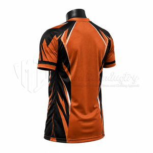 Camiseta de Fútbol Personalizada para Hombre, Manga Corta, Naranja y Negra, Estampado Geométrico, Absorbe la Humedad, Transpirable, Ajuste Atlético, Ropa de Equipo - Product Image 5