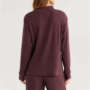 Sweat-shirt épais à col montant pour femme, en coton, coupe oversize, uni, à séchage rapide, respirant, anti-boulochage, haute qualité, hiver, avec emplacement pour logo - Product Image 2