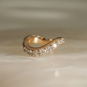 Moissanite Diamond Anniversary <b>Ring</b> 0.90CT Cut Waves Band 14k Solid Gold Freeform Curvy Wedding <b>Stacking</b> <b>Ring</b> Minimalist Modern - Product Image 4