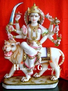 Pure White Makrana Marble For Maa Durga Handmade Polished For Home <b>Decorate</b> And Worship And Praying - Product Image 6