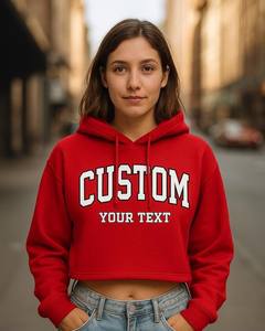 Sudadera con Capucha Corta Personalizada de Invierno, Estilo Universitario, con Logotipo Frontal, 100% Algodón - Product Image 1