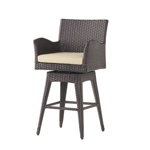 Modern 1-Piece Brown Wicker <b>Swivel</b> <b>Barstool</b> Multi-Outdoor with Tapered Legs - Product Image 6