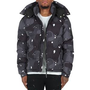Stylish <b>Mens</b> Nylon Black <b>Camo</b> Customize Winter Puffer <b>Jackets</b> Casual Wear With Adjustable Hood - Product Image 1