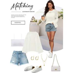 2025 Women's Lightweight Casual XS Sweater <b>Long</b> <b>Sleeve</b> Loose Crochet Pullover Front Hollow Knit <b>Tops</b> Breathable Clothing - Product Image 6