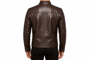 Custom Men's Dark Brown Genuine Sheepskin Leather Eco-Friendly Windproof Streetwear Biker Cafe Racer Quilted Motorcycle <b>Jacket</b> - Product Image 4
