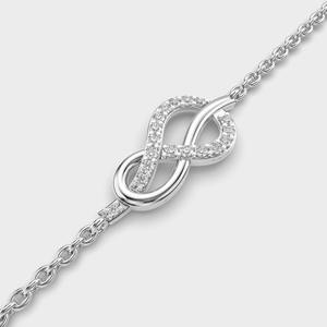 Pulsera de Oro Amarillo/Blanco/Rosa de 9K con Diamantes Cultivados en Laboratorio, Diseño de Nudo Infinito, Cadena con Micropavé - Product Image 4