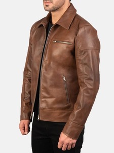 Chaqueta de Cuero Marrón Chocolate para Hombre - Product Image 3