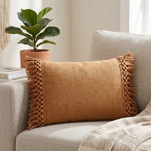 Designer Cotton Cushion Cover Dusty <b>Blue</b> Fringe Detail <b>Throw</b> Pillow Modern Living Room Decor - Product Image 5