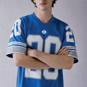 Maillot de football américain personnalisé de qualité supérieure pour homme, haut respirant en maille à manches courtes, style streetwear vintage, t-shirts amples - Product Image 2