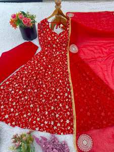 Robe de soirée pour femme en velours de viscose lourd, ornée de sequins, de style ethnique moderne, faite à la main, pour l'hiver, le printemps, l'été, les festivals, Diwali, les mariages. - Product Image 6