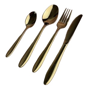 Juego de cubiertos chapados en cobre, cuchara de acero inoxidable 18/8, tenedor, cuchillo, juego de cubiertos dorados para bodas, otros suministros para hoteles y restaurantes - Product Image 1