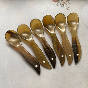 Cuillère à café en corne de buffle faite à la main pour la maison, la cuisine, la table, lot de 6 pièces à prix incroyable - Product Image 1