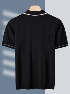 High Quality Men Solid <b>Zip</b> for Shirt Soft Ribbed Knit Short Sleeve Lightweight Breathable Casual Summer ODM - Product Image 6