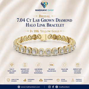 Luxury 7.04 CT Radiant Lab Grown Diamond Halo Bracelet 18K <b>Solid</b> Yellow <b>Gold</b> Fine Jewelry - Product Image 1