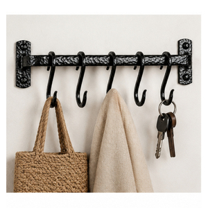 Iron Kitchen <b>Rail</b> with Adjustable S-<b>Hooks</b> Rustic Industrial Wall Mounted Pot and Pan Rack Utensil Organizer for Farmhouse Decor - Product Image 3