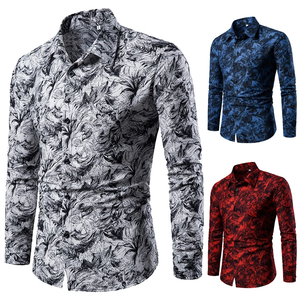 Men's Printed Lapel Long Sleeve <b>Shirt</b> Casual Blouse Fashionable Polyester Casual Wear - Product Image 1