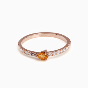 Unique Pear <b>Citrine</b> <b>Ring</b> with Full Pave Band Rose Gold Elegant Women’s Jewelry Gemstone <b>Ring</b> 10K 14K 18K 925 935 Silver - Product Image 3