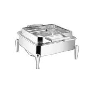 Recipiente para calentar comida con tapa de vidrio cuadrada, base elegante plateada, capacidad: 8 litros - Product Image 5