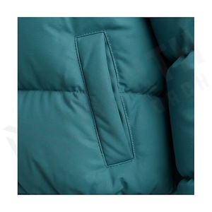 Blouson matelassé court pour femme, coupe-vent, col montant, manches longues, rembourrage polyester, fermeture éclair, couleur turquoise - Product Image 5